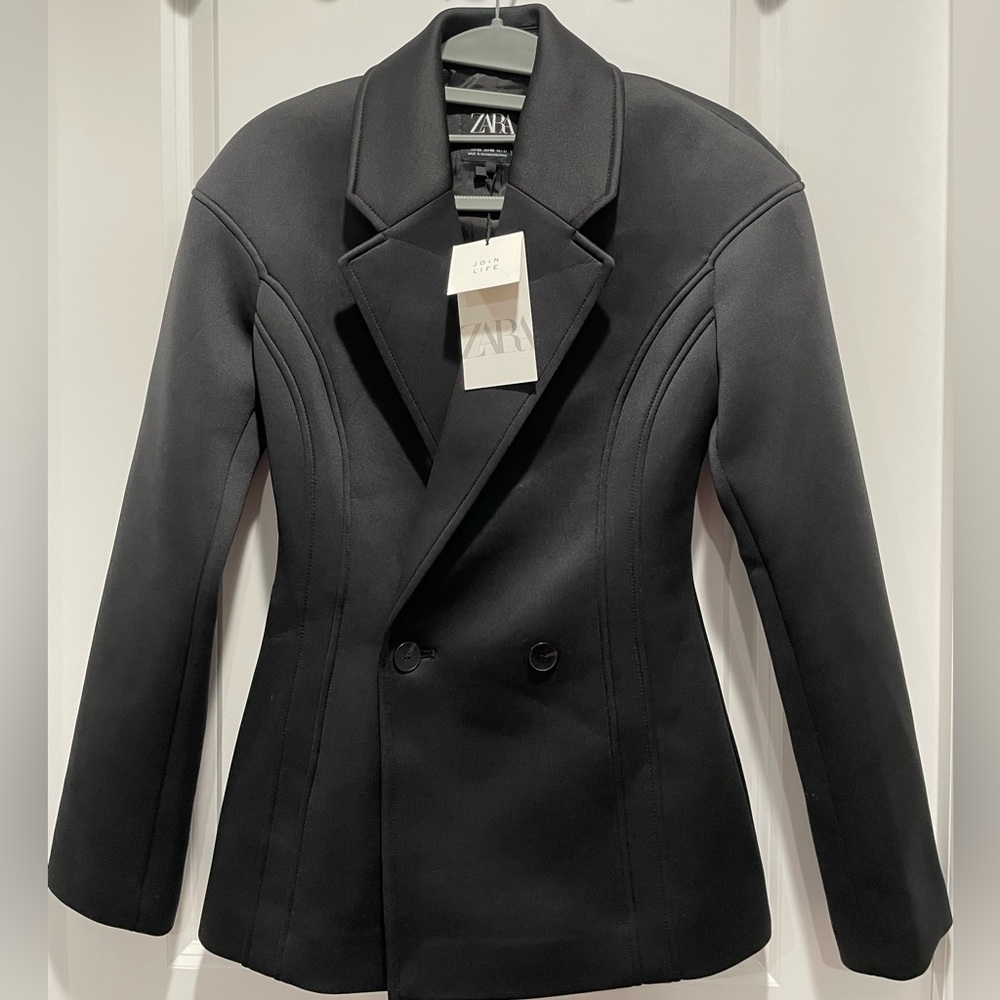 Zara Thick Fitted Black Blazer